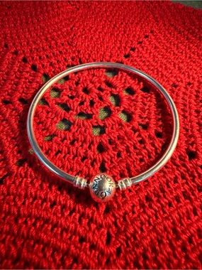 Pandora Silver Bangle Bracelet with Logo Clasp